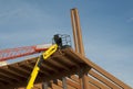 Construction site: glued laminated timber Royalty Free Stock Photo
