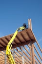 Construction site: glued laminated timber Royalty Free Stock Photo