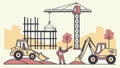 Construction site with heavy machinery, symbolizing urban development and growth, vector design Generative AI Royalty Free Stock Photo