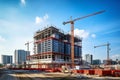 construction site with a high crane,where a new building is being built,panoramic view,construction investment concept,urban
