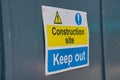 Construction site, Keep Out warning sign, closeup detail Royalty Free Stock Photo