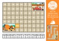 Construction site logic maze for kids with concrete mixer. Building works preschool printable activity. Labyrinth game or puzzle