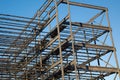 construction site metal frame building iron beams roof structure