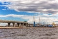 The construction site of the metro station `Novokrestovskaya` near the new football stadium `Saint- Petersburg Arena`