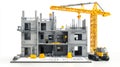 Construction Site With Crane and Building Model, Miniature Construction Scene Royalty Free Stock Photo
