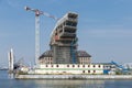Construction site of modern new port office in harbor of Antwerp, Belgium Royalty Free Stock Photo