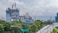 Construction site of a modern skyscraper in Singapore timelapse Royalty Free Stock Photo