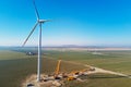 Construction site near windmill turbine, Wind generator installing Royalty Free Stock Photo