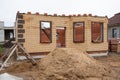 Construction site of new brick house Royalty Free Stock Photo