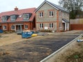 Construction site. New Build Houses & road laying. Royalty Free Stock Photo