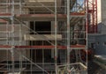 Construction site new building facade with scaffold Royalty Free Stock Photo