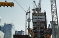 construction site,new development condo buildings in downtown area, sunset time Royalty Free Stock Photo