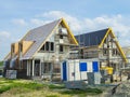 construction site of a new Dutch Suburban area with modern family houses, newly build family homes Royalty Free Stock Photo