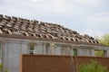 Construction site of new house, roof building with brown tiles and timber Royalty Free Stock Photo