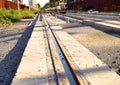 The construction site of new light rail rapid transportation system Royalty Free Stock Photo