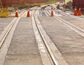 The construction site of new light rail rapid transportation system Royalty Free Stock Photo