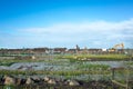 The construction site of a new residential suburban neighborhood. Concept of real estate development, new land for sale. Royalty Free Stock Photo