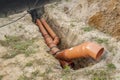 Construction site - orange waste pipe