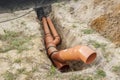 Construction site - orange waste pipe