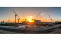 Construction site panorama at sunset Generative AI. Royalty Free Stock Photo