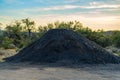 Construction site with a pipe or dirt and gravel from brocken up cement either for demolition or for repaving roads Royalty Free Stock Photo