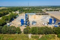 Construction site. Construction of a plant for the production of asphalt. Aerial view. Royalty Free Stock Photo