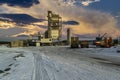 Construction site. Construction of a plant for the production of asphalt