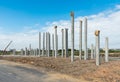 construction site with precast concrete pile