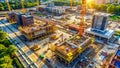 Construction Site Progress A Comprehensive Aerial Perspective of a Thriving Development Project Captured in a Project Royalty Free Stock Photo