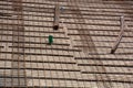 Construction site with reinforced concrete foundation and Metal framework Royalty Free Stock Photo