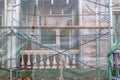 Construction site restoration work on the renovation of the old facade of the building Royalty Free Stock Photo