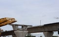 Construction site, construction of roads, expressways, bridges in downtown Nakhon Sawan, Thailand.