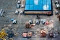 Construction site, roof with two workmen