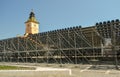 Construction site scaffolding for concert golden stag festival tribune in Brasov