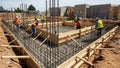 Construction Workers Building Foundation Royalty Free Stock Photo