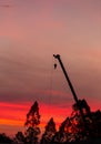 Construction site  silhouette on sunset background Royalty Free Stock Photo