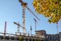 Construction site skyline with atumn trees Royalty Free Stock Photo