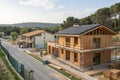 Wooden structure houses under construction in Spain Royalty Free Stock Photo