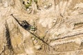 Construction site in stage of preparation of the ground with a drilling rig ready for work. aerial view Royalty Free Stock Photo