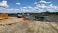 Construction site of the Stuttgart21 railway project with huge machinery at the Stuttgart Airport: Here the trains will