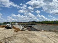 Construction site of the Stuttgart21 railway project with huge machinery at the Stuttgart Airport: Here the trains will