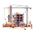 Construction Site Tower Crane Building Workers Industry Royalty Free Stock Photo