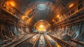 The construction site of the tunnel of the high-speed railway line . Construction of a large tunnel under the mountain Royalty Free Stock Photo