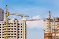 Construction Site with Two Buildings and Cranes Royalty Free Stock Photo