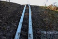 a construction site under a steep slope, the fortification of banks