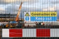 Construction site warning sign instructing people to Keep Out. Royalty Free Stock Photo