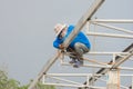 In the construction site, the welding workers at work. Royalty Free Stock Photo