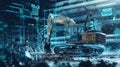 A construction site where heavy machinery is controlled by advanced 5Gpowered sensors reducing the risk of human error Royalty Free Stock Photo