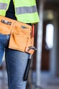 Construction site worker wearing belt Royalty Free Stock Photo