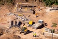 Construction site workers - aerial - Top View